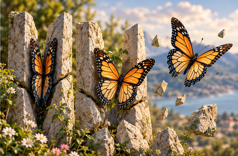 Butterflies and stones
